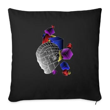 Robots with cubes colorful - Sofa pillowcase 17,3'' x 17,3'' (45 x 45 cm) - black - Front