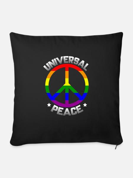 Pride Rainbow, universal peace - Sofakissenbezug 45 x 45 cm - Schwarz