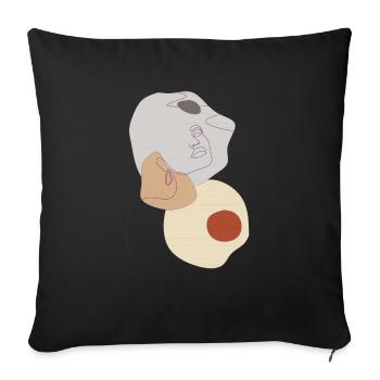 portrait stylisé de femme - Housse de coussin décorative 45 x 45 cm - noir - Devant