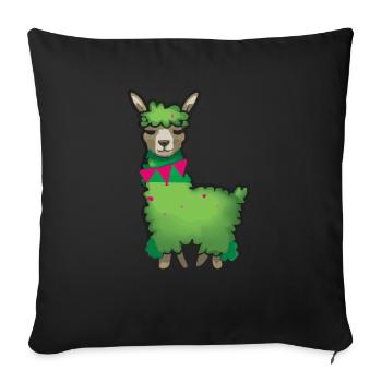 Alpaca Lama Christmas Green Christmas Tree - Sofa pillowcase 17,3'' x 17,3'' (45 x 45 cm) - black - Front