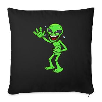 Alien riant - Housse de coussin décorative 45 x 45 cm - noir - Devant