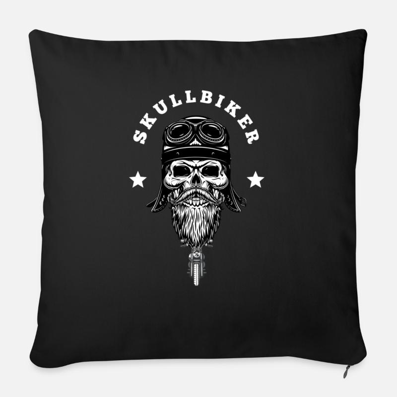 Skullbiker - Club de moto - Housse de coussin décorative 45 x 45 cm - noir
