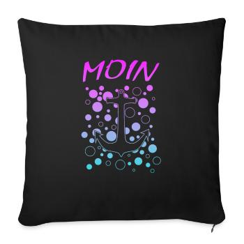 Moin Anker Hamburg - Sofakissenbezug 45 x 45 cm - Schwarz - Vorne