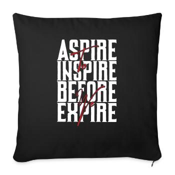Aspire Before Expire white - Sofa pillowcase 17,3'' x 17,3'' (45 x 45 cm) - black - Front