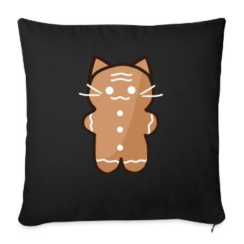Chat mignon en pain d’épice, amoureux des chats drôle - Housse de coussin décorative 45 x 45 cm - noir - Devant