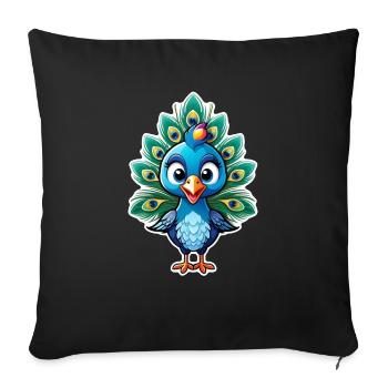 Cute Little Peacock - Sofa pillowcase 17,3'' x 17,3'' (45 x 45 cm) - black - Front