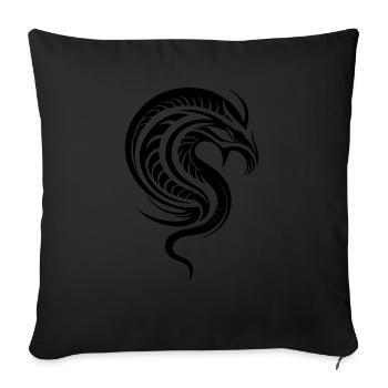 Dragon à tête de serpent dans un style tribal - Housse de coussin décorative 45 x 45 cm - noir - Devant