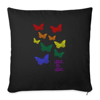 Regenbogen Rainbow LGBTQ CSD - Sofakissenbezug 45 x 45 cm - Schwarz - Vorne