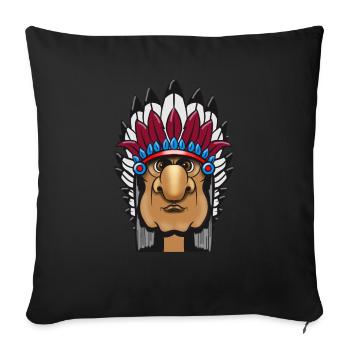 Grimmiger Indianerhäuptling mit Federschmuck Comic - Sofakissenbezug 45 x 45 cm - Schwarz - Vorne
