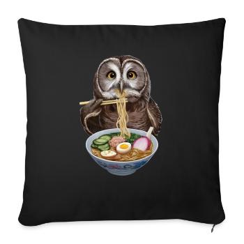 Eule Ramen - Sofakissenbezug 45 x 45 cm - Schwarz - Vorne