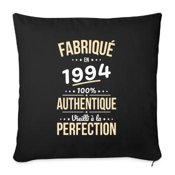 Anniversaire 30 ans - Fabriqué en 1994 - Housse de coussin décorative 45 x 45 cm - noir - Devant