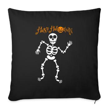 Joyeux Halloween | Squelette, citrouille, photos amusantes - Housse de coussin décorative 45 x 45 cm - noir - Devant