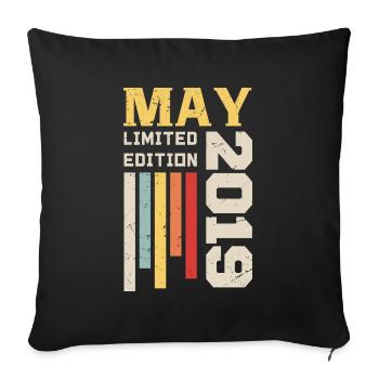May 2019 - Birthday gift born in May 2019 May - Sofa pillowcase 17,3'' x 17,3'' (45 x 45 cm) - black - Front
