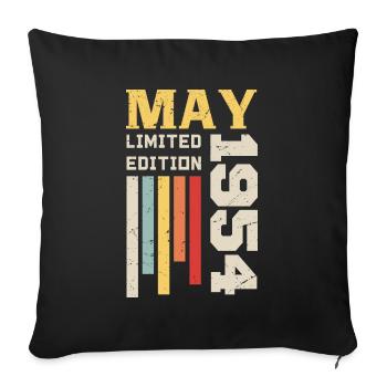 May 1954 - Birthday gift born in May 1954 May - Sofa pillowcase 17,3'' x 17,3'' (45 x 45 cm) - black - Front