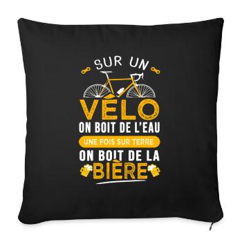 Cycliste vélo Humour passion velo - Housse de coussin décorative 45 x 45 cm - noir - Devant