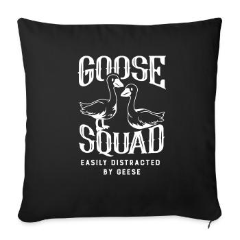 Goose Squad, dicton ironique, mignon, oies - Housse de coussin décorative 45 x 45 cm - noir - Devant