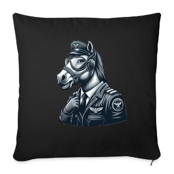 Cute Horse Pilot - Sofa pillowcase 17,3'' x 17,3'' (45 x 45 cm) - black - Front