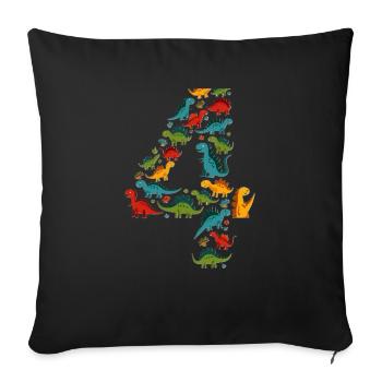 4ème anniversaire Dino Enfant - Housse de coussin décorative 45 x 45 cm - noir - Devant