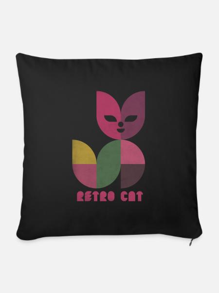 Retro Katze - Sofakissenbezug 45 x 45 cm - Schwarz