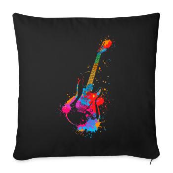 Guitar Splash Colorful Electric Guitarist Music Band - Housse de coussin décorative 45 x 45 cm - noir - Devant