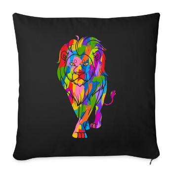Lion Colorful Vintage Rainbow Retro Lion - Sofa pillowcase 17,3'' x 17,3'' (45 x 45 cm) - black - Front