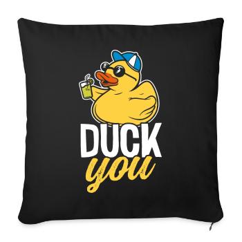 Motif propriétaire amoureux du canard drôle et mignon - Canards - Housse de coussin décorative 45 x 45 cm - noir - Devant