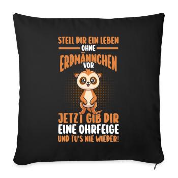 Erdmännchen - Sofakissenbezug 45 x 45 cm - Schwarz - Vorne