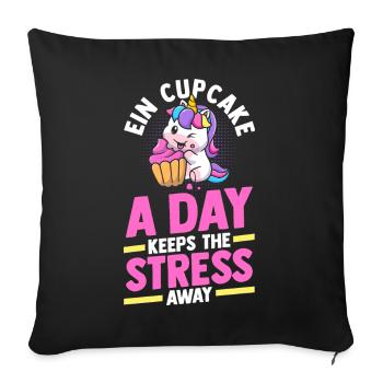 Einhorn Backen Cupcakes - Sofakissenbezug 45 x 45 cm - Schwarz - Vorne