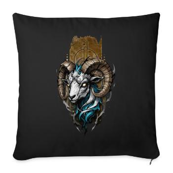 Majestic Ram: Guardian of the Mountains - Sofa pillowcase 17,3'' x 17,3'' (45 x 45 cm) - black - Front