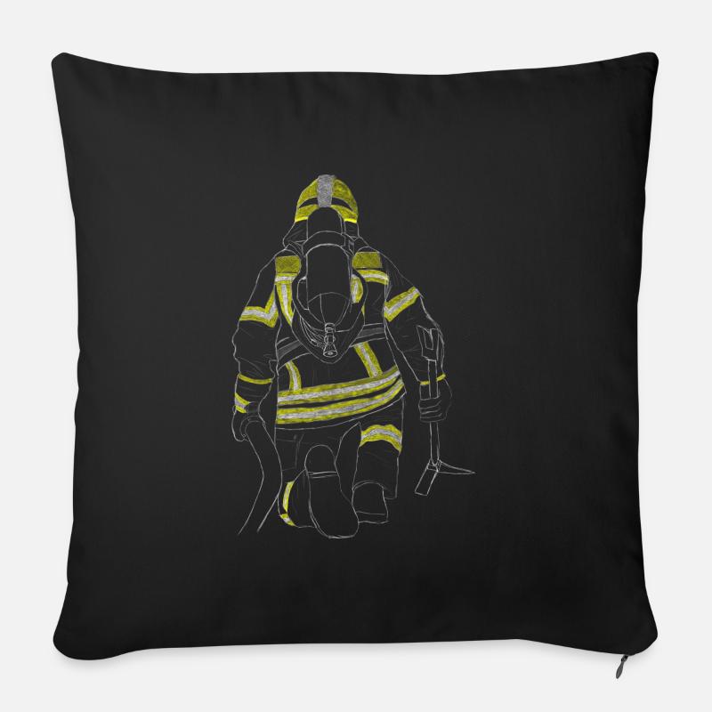 Feuerwehrmann - Wasser marsch! - Sofakissenbezug 45 x 45 cm - Schwarz