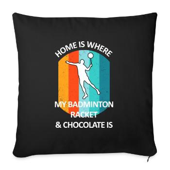 Badminton Badminton Badminton Player Chocolat - Housse de coussin décorative 45 x 45 cm - noir - Devant