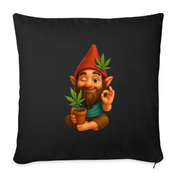 Cooler Zwerg mit Cannabis - Sofakissenbezug 45 x 45 cm - Schwarz - Vorne