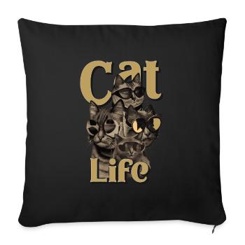 Cat Life - Drôle de design de gangster de chat - Housse de coussin décorative 45 x 45 cm - noir - Devant