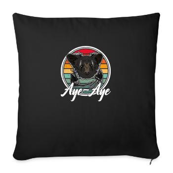 Aye-Aye Primat Lemur Madagaskar Retro - Sofakissenbezug 45 x 45 cm - Schwarz - Vorne