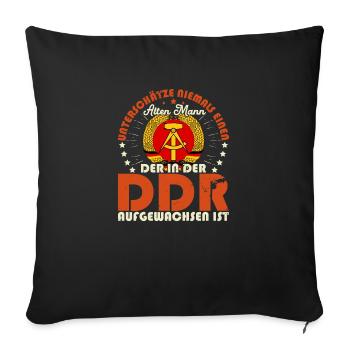 Wappen DDR GDR Ossi Osten Flagge Alten Mann - Sofakissenbezug 45 x 45 cm - Schwarz - Vorne