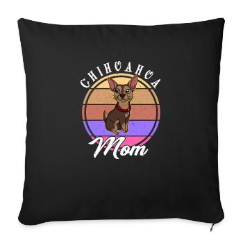 Meilleur Chihuahua Maman Chien Rétro - Housse de coussin décorative 45 x 45 cm - noir - Devant