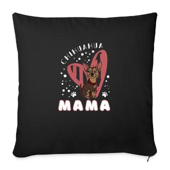 Chihuahua Chien Coeur Maman - Housse de coussin décorative 45 x 45 cm - noir - Devant