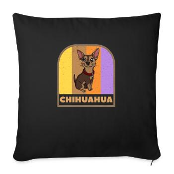 Chihuahua Chien Retro Tee - Housse de coussin décorative 45 x 45 cm - noir - Devant