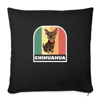 Chihuahua Chien Retro Tee - Housse de coussin décorative 45 x 45 cm - noir - Devant