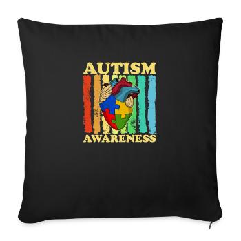 Autism awareness Heart Colors - Sofa pillowcase 17,3'' x 17,3'' (45 x 45 cm) - black - Front
