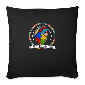 Autism awareness Heart Colors Autism puzzle piece - Sofa pillowcase 17,3'' x 17,3'' (45 x 45 cm) - black - Front