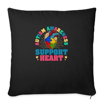 Autism awareness heart support heart - Sofa pillowcase 17,3'' x 17,3'' (45 x 45 cm) - black - Front