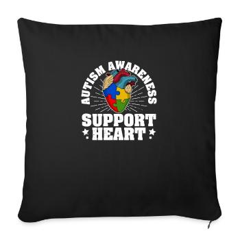Autism awareness heart support heart - Sofa pillowcase 17,3'' x 17,3'' (45 x 45 cm) - black - Front