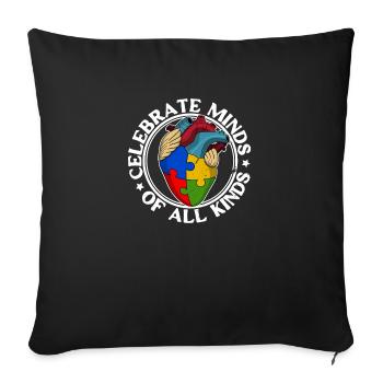 Célébrez les esprits de toutes sortes de cœurs autistes - Housse de coussin décorative 45 x 45 cm - noir - Devant