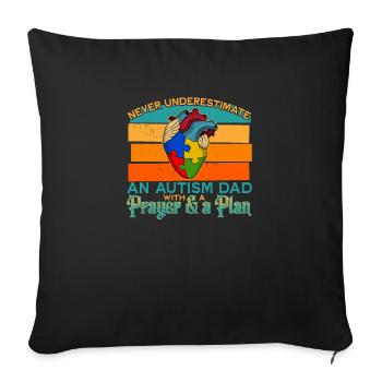 Autisme Coeur Autisme Puzzle Pièce Papa - Housse de coussin décorative 45 x 45 cm - noir - Devant