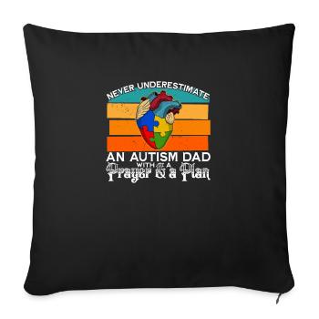Autism Heart Autism Puzzle Piece Dad - Sofa pillowcase 17,3'' x 17,3'' (45 x 45 cm) - black - Front