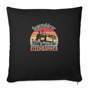 Locomotive rétro légendaire de cheminot - Housse de coussin décorative 45 x 45 cm - noir - Devant