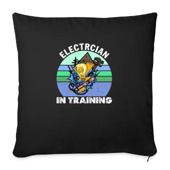 Electrician in training Lighting Technician Lamp Profession - Sofa pillowcase 17,3'' x 17,3'' (45 x 45 cm) - black - Front