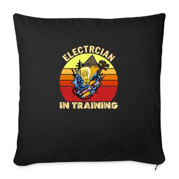 Electrician in training Lighting Technician Lamp Profession - Sofa pillowcase 17,3'' x 17,3'' (45 x 45 cm) - black - Front