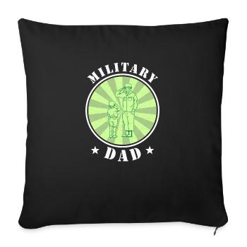 Papa Papa Fête des pères Soldat militaire - Housse de coussin décorative 45 x 45 cm - noir - Devant